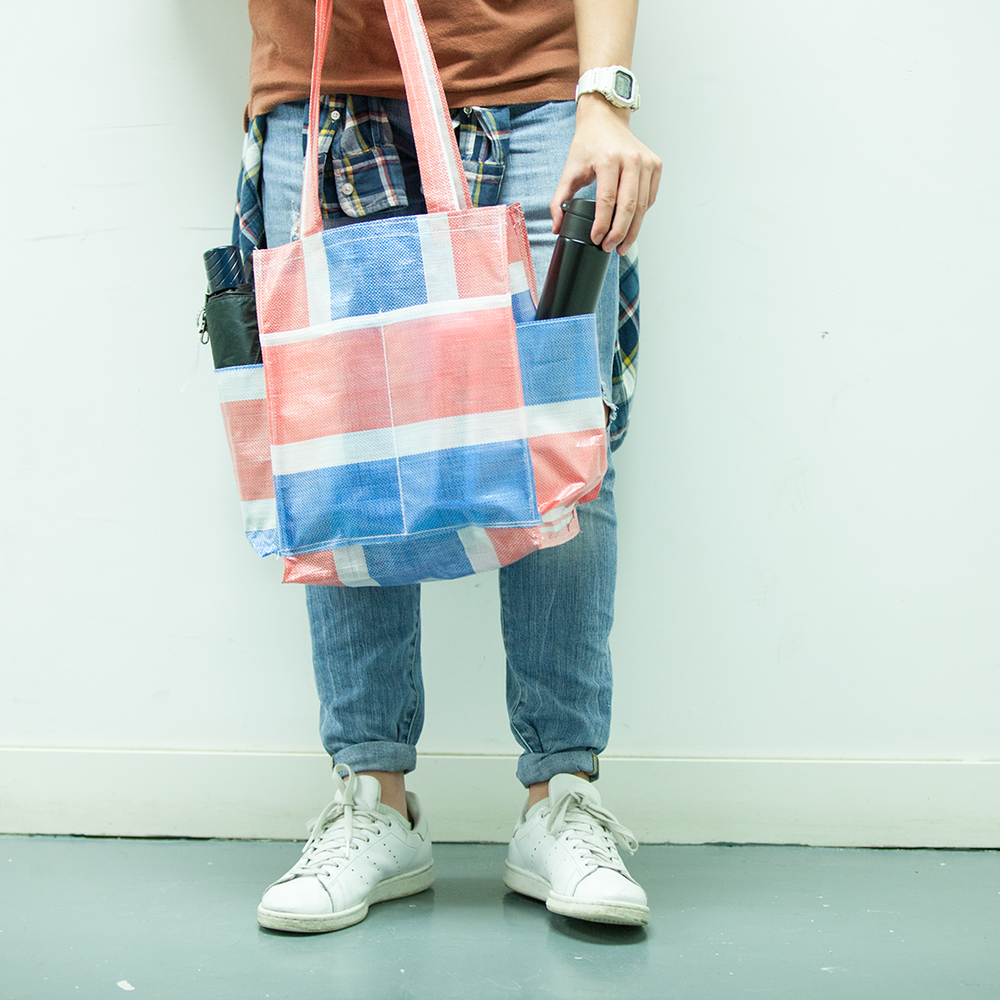 紅白藍購物袋-四格-人手製作 - 傳耆 Eldage