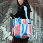 紅白藍購物袋-兩格-人手製作